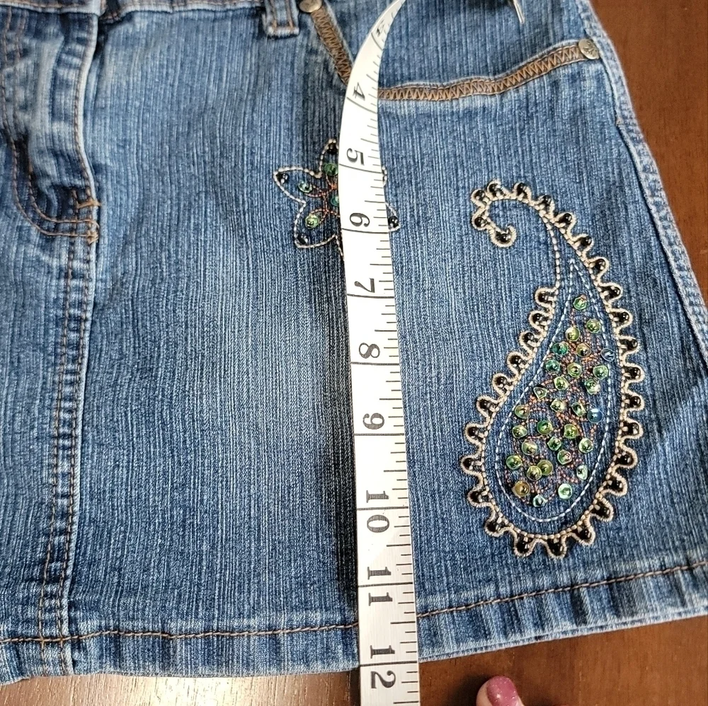Jeans D micro mini skirt yk2 beaded size L